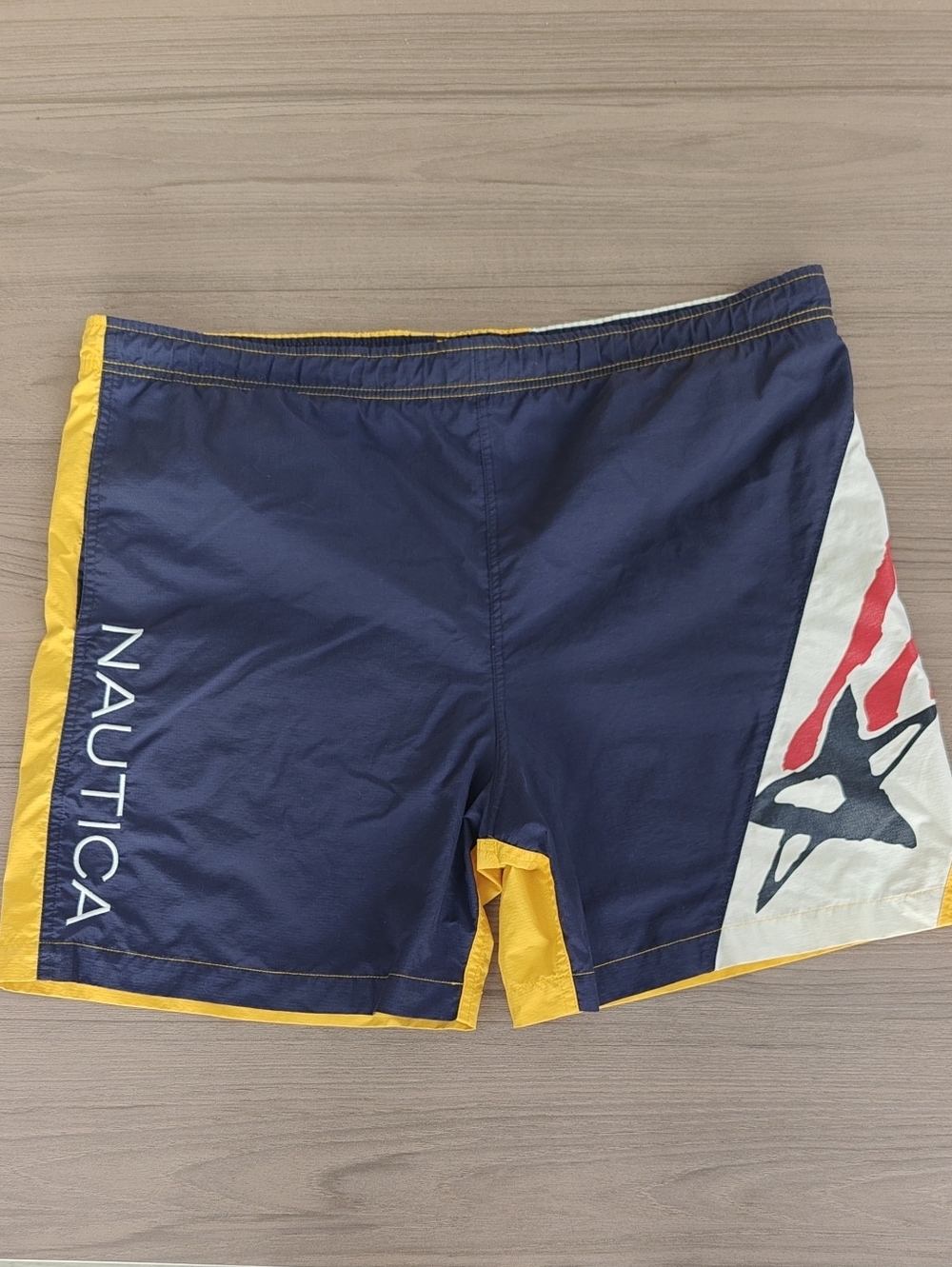 Nautica Color Block Swim Trunks in Blue & Yellow Size Large